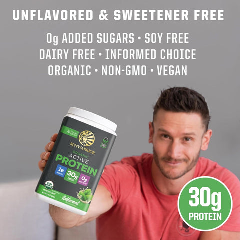 Sunwarrior Active Protein Organic Unflavored 884 g - organiczna wegańska odżywka białkowa