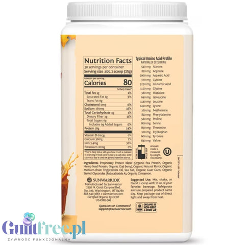 Sunwarrior Protein Warrior Blend Pumpkin Spice 750g- vegan protein powder with acai, goji & quinoa
