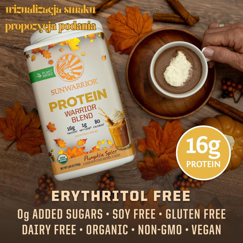 Sunwarrior Protein Warrior Blend Pumpkin Spice 750g- vegan protein powder with acai, goji & quinoa