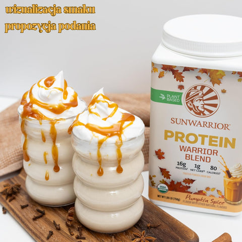 Sunwarrior Protein Warrior Blend Pumpkin Spice 750g- vegan protein powder with acai, goji & quinoa