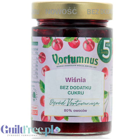 Vortumnus Wiśnia - wiśniowy dżem bez cukru 80% owoców, z dużymi kawałkami owoców
