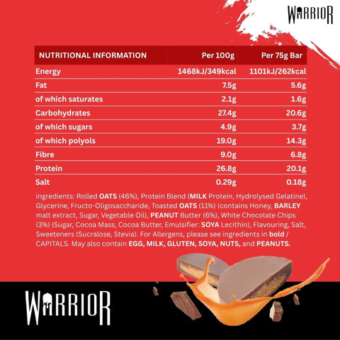 Warrior Raw Protein Oat Bar Peanut Butter Cup - baton białkowy owsiany z czekoladą i orzeszkami