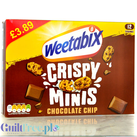 Weetabix Crispy Minis Chocolate Chip - pełnoziarniste płatki śniadaniowe z witaminami i żelazem
