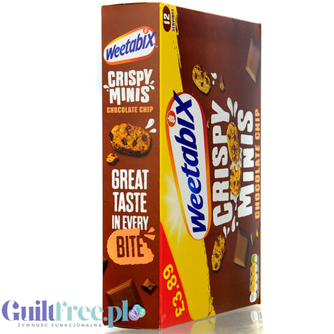 Weetabix Crispy Minis Chocolate Chip - pełnoziarniste płatki śniadaniowe z witaminami i żelazem