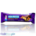 Guiltfree 6pak High Protein Crunchy Bar o smaku karmelowym w fioletowym opakowaniu z grafiką czekolady