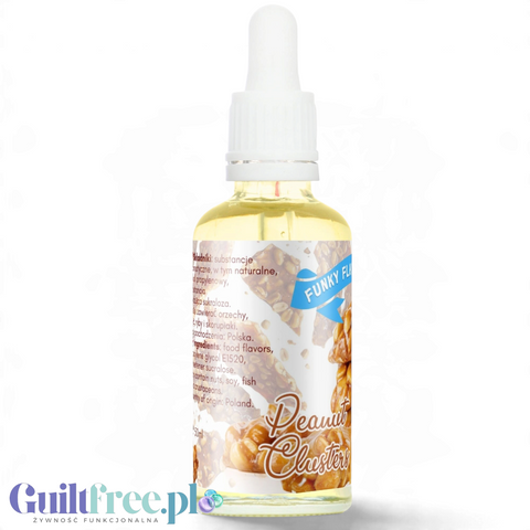 Butelka aromatu spożywczego Guiltfree Funky Flavors Sweet Peanut Clusters o smaku orzeszków w karmelu i toffi.