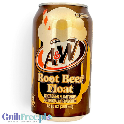 Puszka napoju Guiltfree A&W Root Beer Float o smaku waniliowo-korzennym, 355ml, import z USA.
