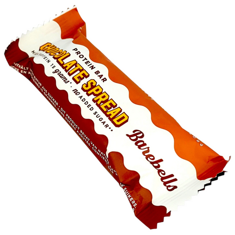 Baton proteinowy Guiltfree Barebells Chocolate Spread w pomarańczowo-białym opakowaniu z czekoladowym nadzieniem