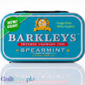 Guiltfree Barkley's Spearmint sugar-free chewing gum in a decorative blue metal tin with xylitol