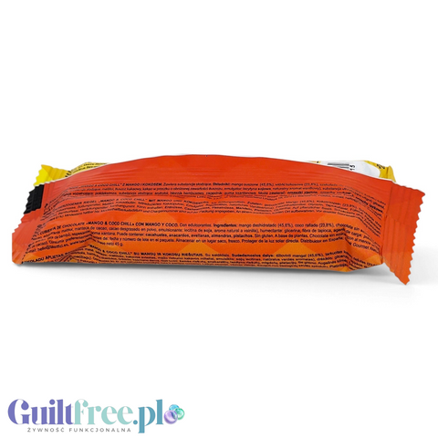 Guiltfree baton proteinowy Fizi Mango & Coco Chill w opakowaniu z widocznym składem na białym tle