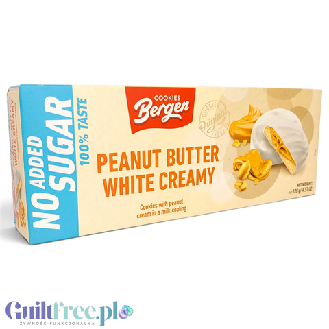 Bergen Peanut Butter White Creamy Cookies ciastka orzechowo-karmelowe w białej polewie bez cukru by Bergen Diet (bergen-peanut-butter-white-creamy-cookies-ciastka-orzechowo-karmelowe-w-bialej-polewie-bez-cukru)