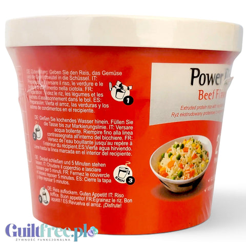 Guiltfree Better Power Rice Beef Flavor, wegańskie danie instant z ryżem proteinowym i warzywami w pomarańczowym kubku