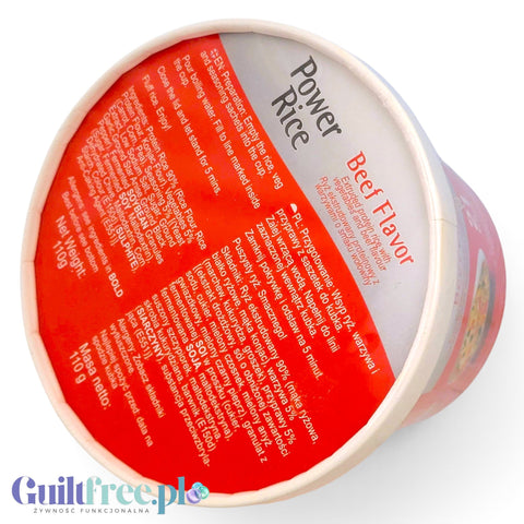Guiltfree Better Power Rice Beef Flavor wegańskie danie instant z ryżem proteinowym i warzywami w kubku