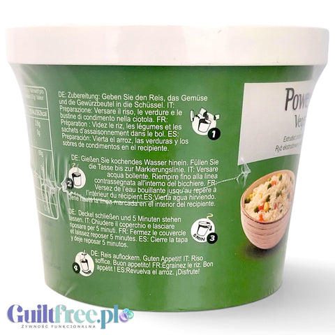 Opakowanie Guiltfree Better Power Rice z instrukcją przygotowania dania instant z ryżem i warzywami w 5 minut