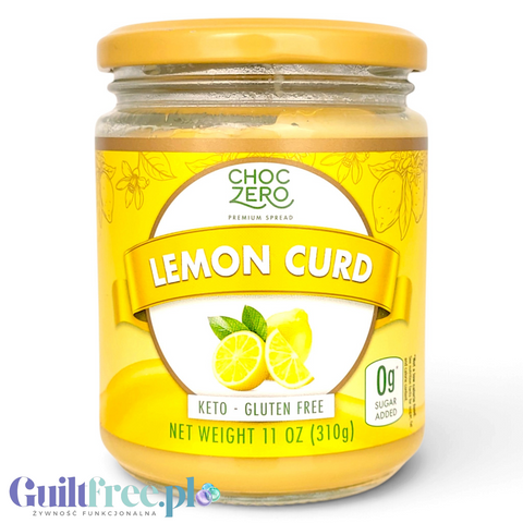Guiltfree ChocZero Lemon Curd w szklanym słoiku, kremowy cytrynowy deser keto bez cukru i glutenu