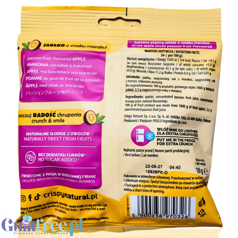 Crispy Natural Jabłko Passion Fruit - chrupiące plastry jabłka o smaku mango i marakui by Crispy Natural (crispy-natural-jablko-o-smaku-marakui-chrupiace-plastry-jablka-o-smaku-marakui)