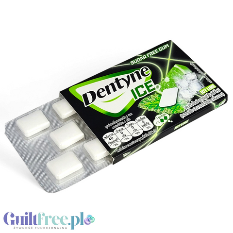 Guiltfree Dentyne Ice Icy Lime bezcukrowa guma do żucia z Tajlandii w czarno-zielonym opakowaniu z blistrem