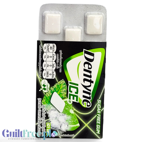 Guiltfree Dentyne Ice Icy Lime bezcukrowa guma do żucia o smaku limonki w opakowaniu z tajskimi napisami