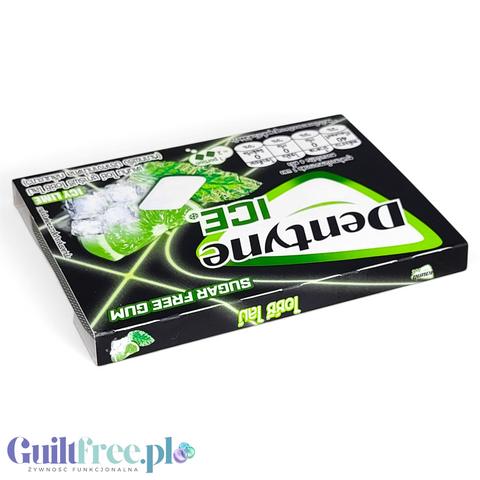 Guiltfree Dentyne Ice Icy Lime bezcukrowa guma do żucia z Tajlandii w czarno-zielonym opakowaniu z motywem limonki