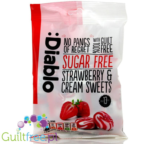 Diablo śmietankowo-truskawkowe cukierki bez cukru 12kcal by Diablo (solano-xxl09kg-candy-strawberry-cream-without-sugar)