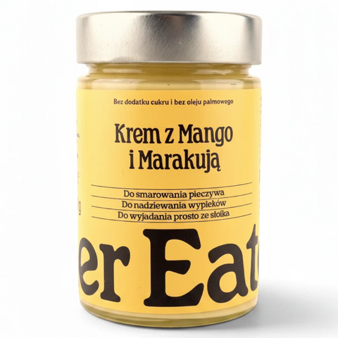Guiltfree Finer Eaters krem z mango i marakują w szklanym słoiku bez dodatku cukru i oleju palmowego