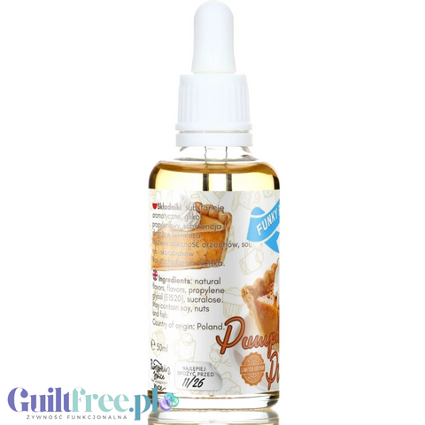 Butelka aromatu Guiltfree Funky Flavors Sweet Pumpkin Pie z pipetą, 50ml, do deserów i napojów bez cukru.