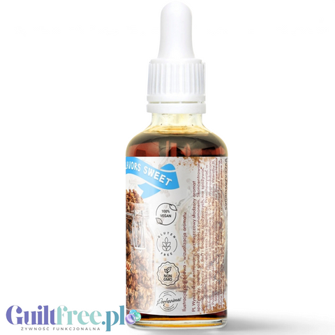 Butelka aromatu spożywczego Guiltfree Funky Flavors Sweet Cinnamon Granola z pipetą na białym tle