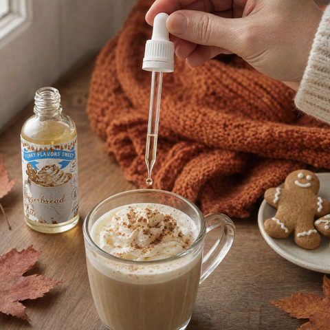 Guiltfree Funky Flavors Sweet Gingerbread Latte aromat w kroplach dodawany do kawy z bitą śmietaną i pierniczkami