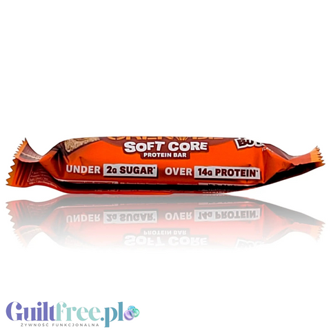 Baton proteinowy Guiltfree Grenade Soft Core o smaku czekolady i masła orzechowego w pomarańczowym opakowaniu