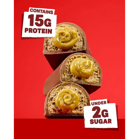 Baton proteinowy Guiltfree Grenade Soft Core o smaku czekolady i masła orzechowego z kremowym nadzieniem w przekroju