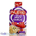 Saszetka sosu Guiltfree Inlead Premium Spicy Garlic o obniżonej zawartości tłuszczu i kalorii z grafiką czosnku