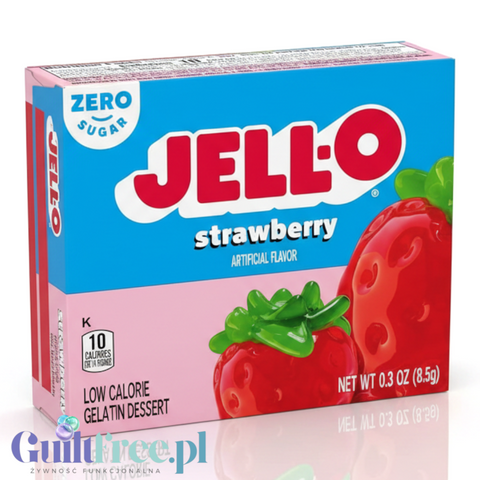 JellO Strawberry - galaretka 10kcal zero cukru, instant, smak truskawkowy by Jell-O (galaretka-truskawka-10kcal-zero-cukru)