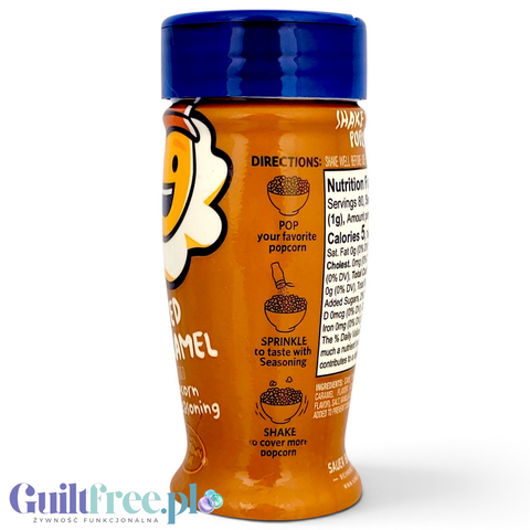 Opakowanie Guiltfree Kernel Season's Salted Caramel, skoncentrowana przyprawa o smaku solonego karmelu w proszku.