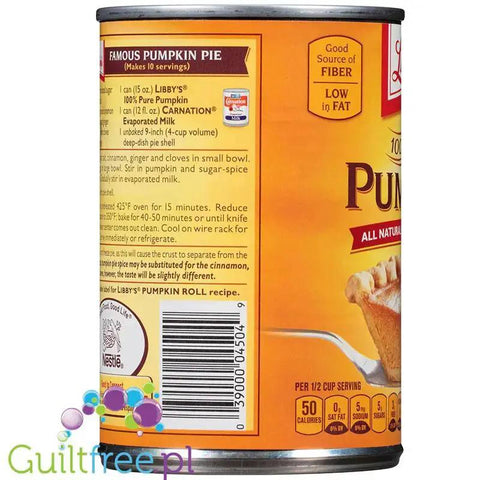 Guiltfree Libby's 100% czyste puree z dyni w puszce 422g z przepisem na ciasto dyniowe na etykiecie