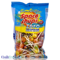 Duże opakowanie 100 kolorowych lizaków bez cukru Space Chupi Zero od Guiltfree w różnych owocowych smakach i coli.