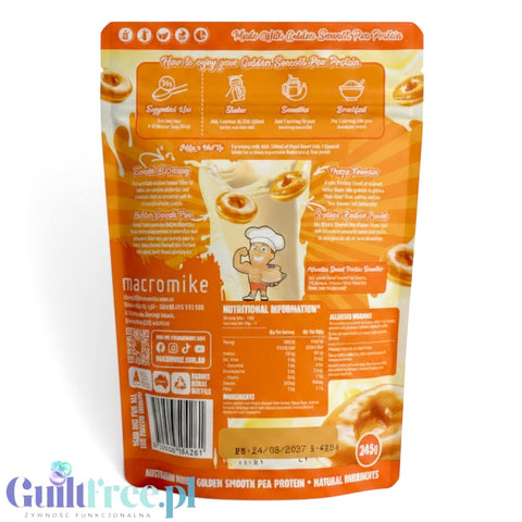 Macro Mike Pea Plant Protein, Vanilla Donut 245g - wegańska turbo kremowa odżywka bez glutenu, mleka i sukralozy by Macro Mike (macro-mike-pea-plant-protein-vanilla-donut-245g-weganska-turbo-kremowa-odzywka-bez-glutenu-mleka-i-sukralozy)