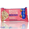 Guiltfree Magic Spoon baton proteinowy o smaku truskawkowego shake'a w różowym opakowaniu z grafiką płatków