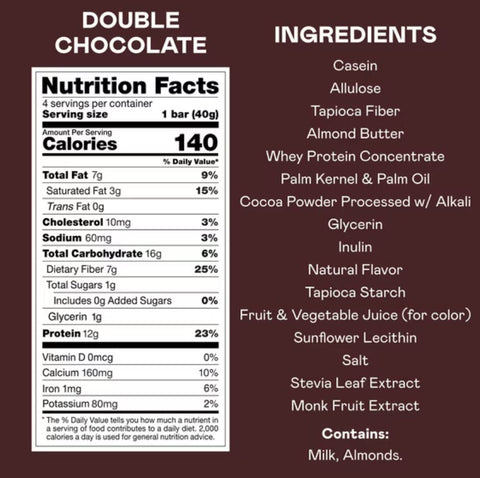Tabela wartości odżywczych i składników batonika Guiltfree Magic Spoon Protein Treats Double Chocolate