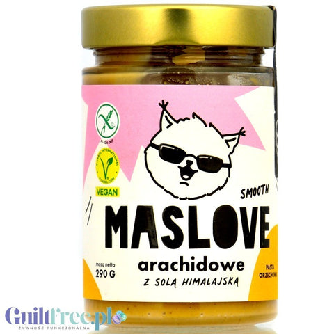 Maslove Arachidowe z Solą Himalajską 290g mielone masło orzechowe 100% orzechy, szklany słoik by Maslove (maslove-arachidowe-z-sola-himalajska-290g-mielone-maslo-orzechowe-100-orzechy-szklany-sloik)