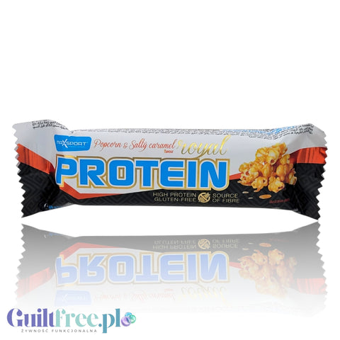 Guiltfree baton proteinowy MaxSport o smaku słonego karmelu i popcornu w opakowaniu 60g, bezglutenowy i bogaty w białko.
