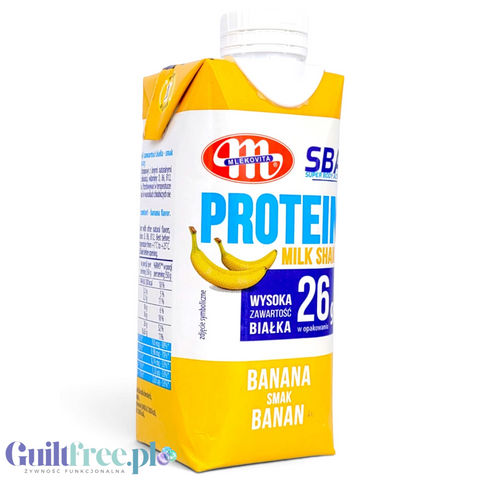 SBA Mlekovita Banan 350g - gotowy napój proteinowy o smaku bananowym, 26g białka & 200kcal by Mlekovita (sba-mlekovita-banan-350g-gotowy-napoj-proteinowy-o-smaku-bananowym-26g-bialka-200kcal)
