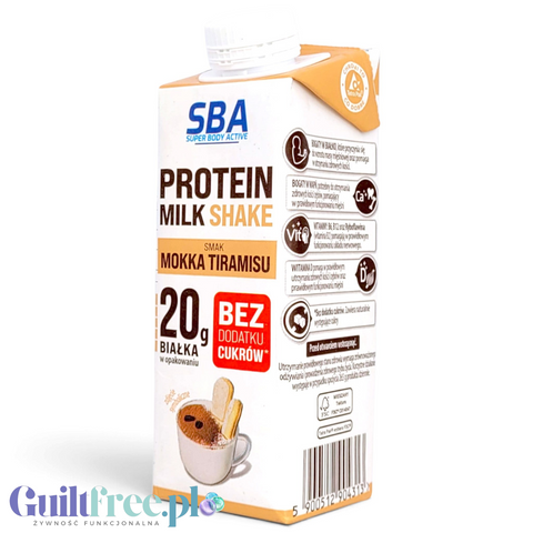 Mlekovita SBA Protein Milk Shake Mokka Tiramisu 265g - napój mleczny proteinowy o smaku kawowo-śmietankowym by Mlekovita (sba-mlekovita-napoj-mleczny-proteinowy-o-smaku-mokka-tiramisu-265-g)