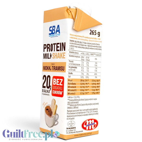 Mlekovita SBA Protein Milk Shake Mokka Tiramisu 265g - napój mleczny proteinowy o smaku kawowo-śmietankowym by Mlekovita (sba-mlekovita-napoj-mleczny-proteinowy-o-smaku-mokka-tiramisu-265-g)