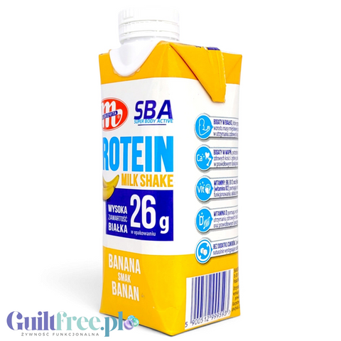 SBA Mlekovita Banan 350g - gotowy napój proteinowy o smaku bananowym, 26g białka & 200kcal by Mlekovita (sba-mlekovita-banan-350g-gotowy-napoj-proteinowy-o-smaku-bananowym-26g-bialka-200kcal)