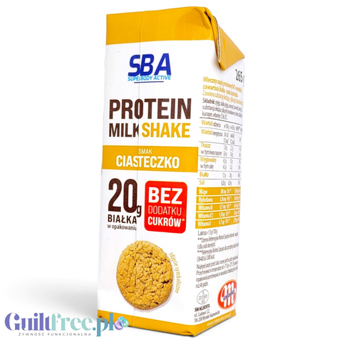 SBA Mlekovita Ciasteczko 265g - napój mleczny proteinowy o smaku ciasteczkowym, 20g białka & 150kcal by Mlekovita (sba-mlekovita-ciasteczko-265g-napoj-mleczny-proteinowy-o-smaku-ciasteczkowym-20g-bialka-150kcal)