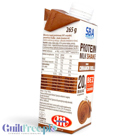 SBA Mlekovita Cinnamon Roll 265g - napój mleczny proteinowy o smaku cynamonki, 20g białka & 150kcal by Mlekovita (sba-mlekovita-napoj-mleczny-proteinowy-o-smaku-cynamonki-265-g)