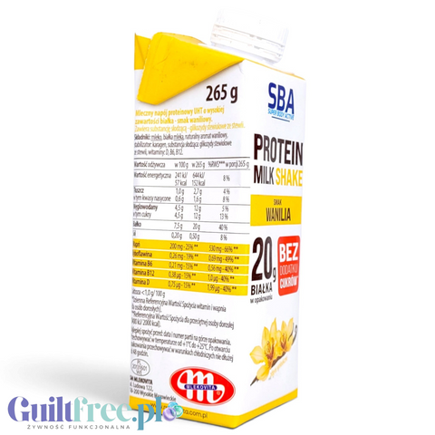 SBA Mlekovita Wanilia 265g - napój mleczny proteinowy o smaku waniliowym, 20g białka & 150kcal by Mlekovita (sba-mlekovita-napoj-mleczny-proteinowy-o-smaku-waniliowym-265-g)