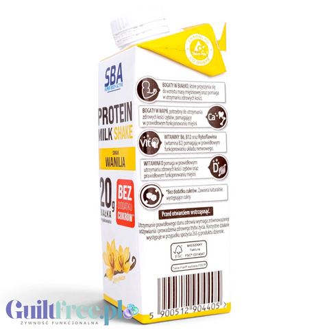 SBA Mlekovita Wanilia 265g - napój mleczny proteinowy o smaku waniliowym, 20g białka & 150kcal by Mlekovita (sba-mlekovita-napoj-mleczny-proteinowy-o-smaku-waniliowym-265-g)