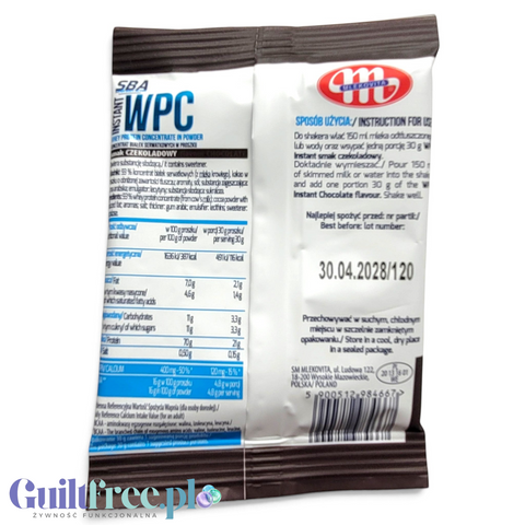 SBA Mlekovita WPC 80 Czekolada, saszetka - odżywka białkowa o smaku czekoladowym by Mlekovita (sba-mlekovita-wpc-o-smaku-czekoladowym-30-g)