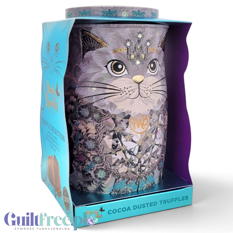 Guiltfree Monty Bojangles Diamond Empress Truffle Selection w ozdobnej metalowej puszce z kocim motywem i kryształkami